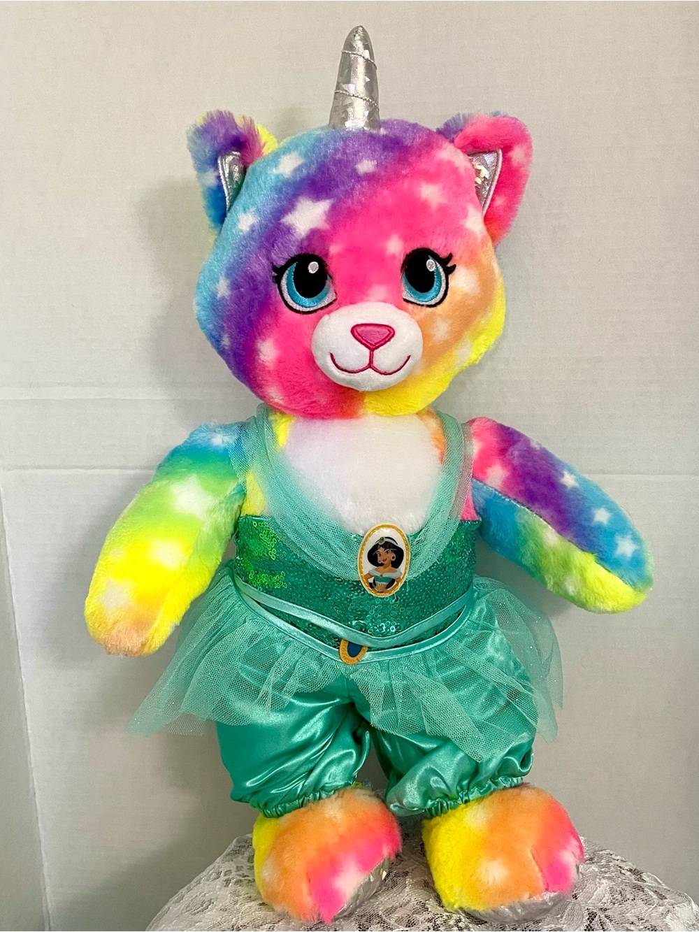 Build-A-Bear Rainbow
Kittycorn. 
Tie-dye rainbow
New w/o tag